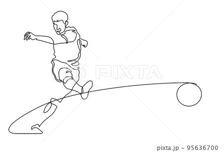 soccer player kicking a ball line art illustration soccer player kicking a ball line art illustration 95636700