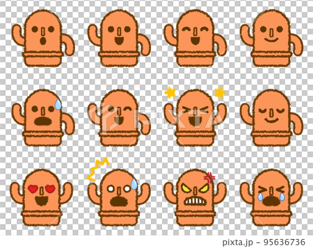 可愛的 Haniwa 情感圖標插圖素材集 95636736