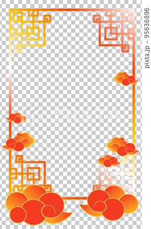 中華風デザインのフレームイラスト 95636896