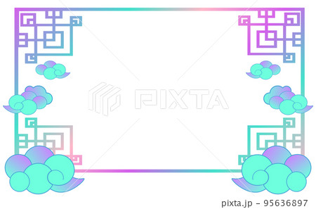 中華風デザインのフレームイラスト 95636897