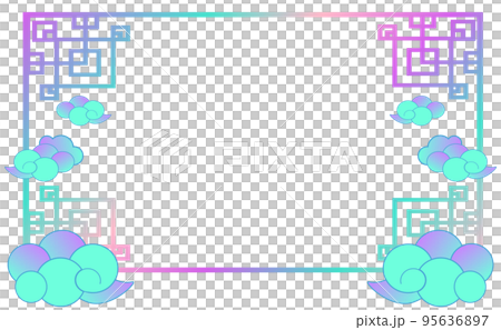 中華風デザインのフレームイラスト 95636897