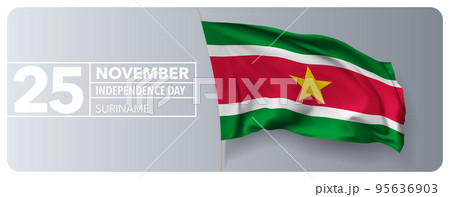 Suriname happy independence day greeting card, banner vector illustration 95636903