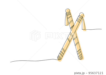 Dandiya sticks. Line art. Navratri Dussehra festival in India. Navratri celebration and disco night. Vector illustration 95637121