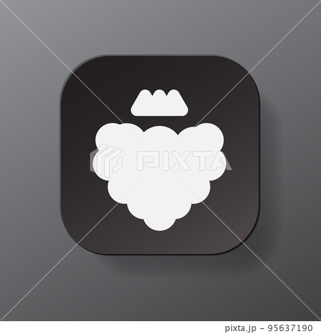 Black square button with raspberry fruit outline icon, white berry on the plate. Flat symbol sign vector illustration isolated on gray background. Healthy nutrition concept Black square button with raspberry fruit outline icon, white berry on the plate. Flat symbol sign vector illustration isolated on gray background. Healthy nutrition concept 95637190