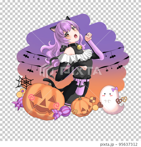 [附背景] cosplay成黑貓的紫色捲髮少女 95637312