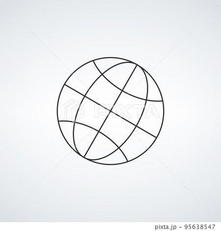 world globe outline icon, thin linear network...のイラスト素材 [95638547] - PIXTA