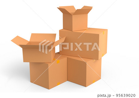 Cardboard box or carton on white background, carrying parcel and online shopping Cardboard box or carton on white background, carrying parcel and online shopping 95639020