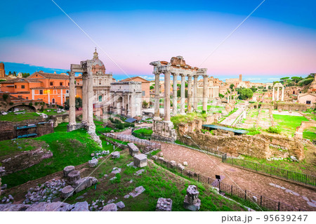 Forum - Roman ruins in Rome, Italy 95639247