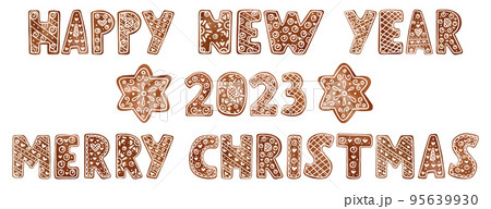 New Year's lettering in the form of gingerbread.  95639930