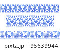 New Year's set of stripes with an ornament of rabbits, houses and Christmas trees. 95639944