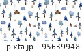 Seamless pattern of houses, trees, hares and walking children. 95639948