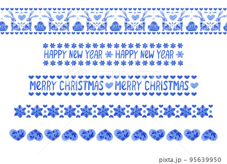 A set of borders on the New Year theme. 95639950