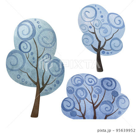 Set of fabulous stylized trees. Painted in...のイラスト素材 [95639952] - PIXTA