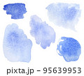 Set of watercolor stains in blue color for the design of invitations and cards. 95639953