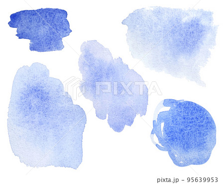 Set of watercolor stains in blue color for the design of invitations and cards. 95639953