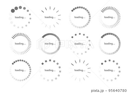 Set 12 pcs. circle scale download status, download progress on white background - Vector 95640780