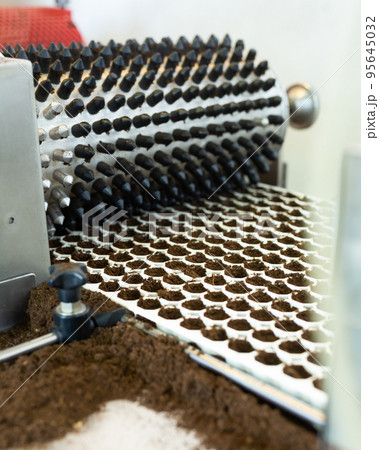 Mechanical transporter for planting of seeds on agricultural complex in greenhouse 95645032