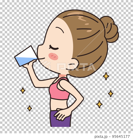 水を飲む女性　上半身 95645177