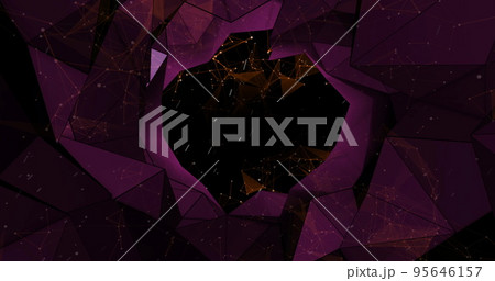 Image of black digital space with stars and purple shapes 95646157