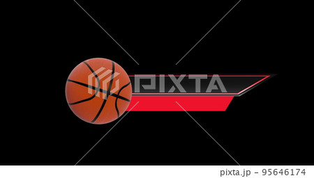 Image of basketball ball and red ribbon on...のイラスト素材 [95646174] - PIXTA
