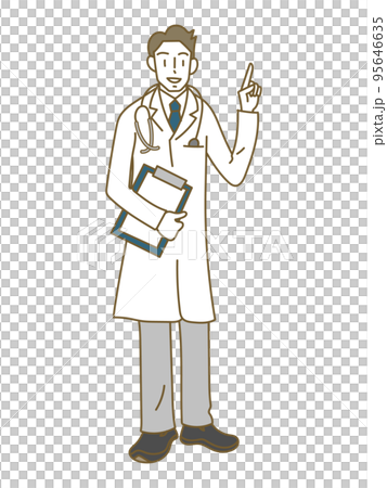 Young male doctor pointing a finger Young male doctor pointing a finger 95646635