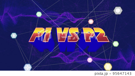 Illustration of p1 vs p2 text and hexagon connected with lines over abstract pattern Illustration of p1 vs p2 text and hexagon connected with lines over abstract pattern 95647143