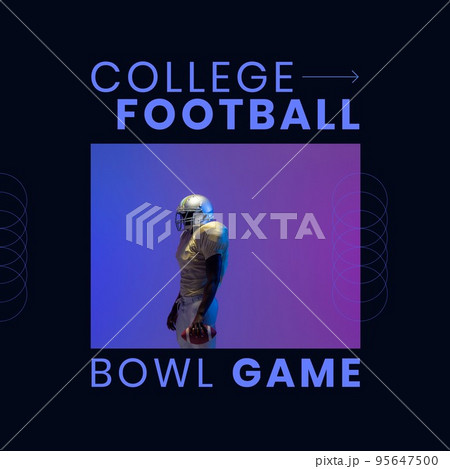 Composition of college football text over african american male rugby player 95647500