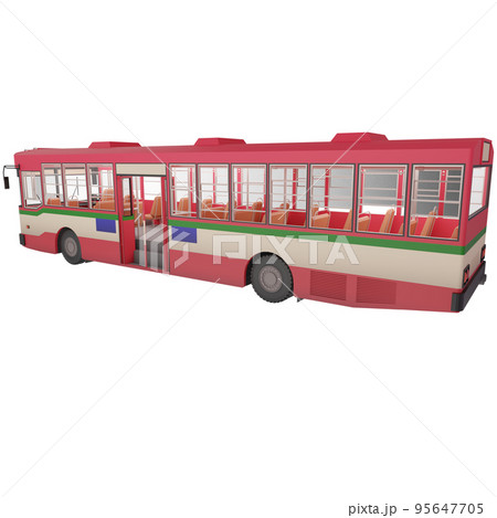 3D render thailand city bus red green white color. right side and focus on rear to front composition view. png illustration 3D render thailand city bus red green white color. right side and focus on rear to front composition view. png illustration 95647705
