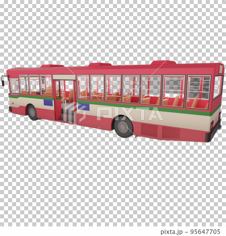 3D render thailand city bus red green white color. right side and focus on rear to front composition view. png illustration 3D render thailand city bus red green white color. right side and focus on rear to front composition view. png illustration 95647705