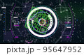 Qr code scanner over network of connections against digital interface on black background 95647952