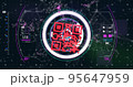 Qr code scanner over network of connections against digital interface on black background 95647959