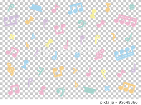 Colorful notes, rests and symbols 3D Colorful notes, rests and symbols 3D 95649366