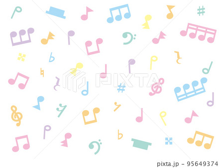カラフルな音符と音楽記号セット 95649374