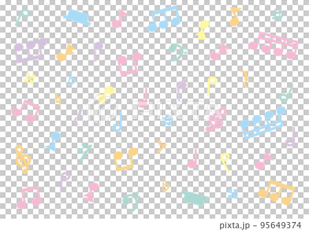カラフルな音符と音楽記号セット 95649374