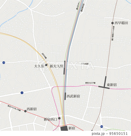 新大久保駅の半径1キロ地図_文字あり 95650151
