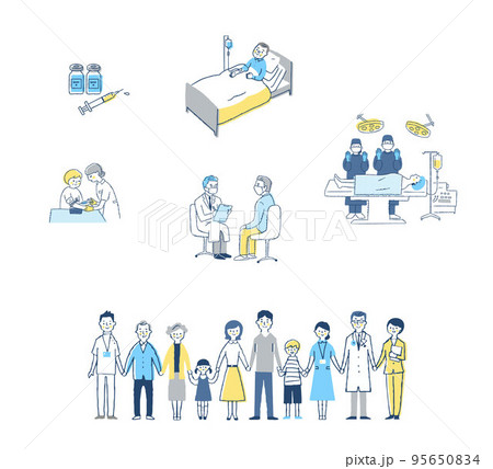 医療従事者と人々　さまざまなシーン　セット 95650834