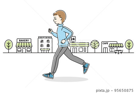 ランニング　男性　町並み 95650875