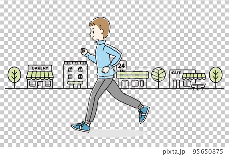 ランニング　男性　町並み 95650875