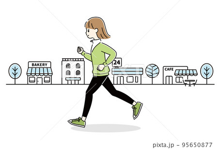 ランニング　女性　町並み 95650877