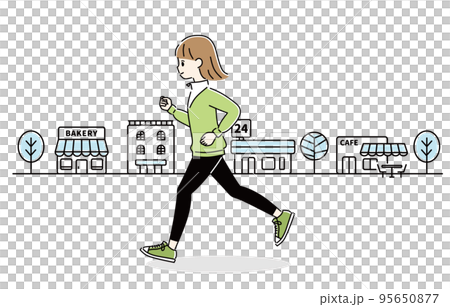 ランニング　女性　町並み 95650877