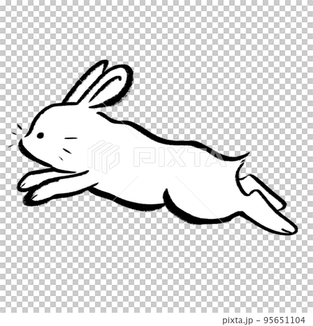 跳躍的白兔手繪插畫 跳躍的白兔手繪插畫 95651104
