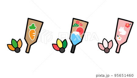 年賀状素材 手書き 羽子板 ベクター イラスト 年賀状素材 手書き 羽子板 ベクター イラスト 95651460
