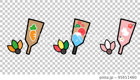 年賀状素材 手書き 羽子板 ベクター イラスト 年賀状素材 手書き 羽子板 ベクター イラスト 95651460