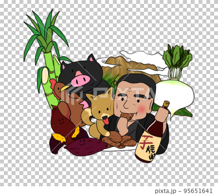 鹿児島の名物イメージイラスト 95651641
