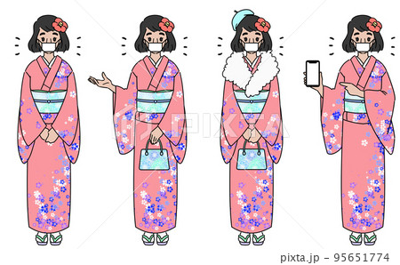 着物を着た女性セット マスクあり 着物を着た女性セット マスクあり 95651774