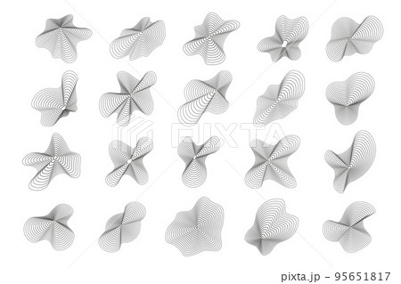 Abstract topography circles. Organic texture shapes. Vector outline illustrations set. Abstract topography circles. Organic texture shapes. Vector outline illustrations set. 95651817