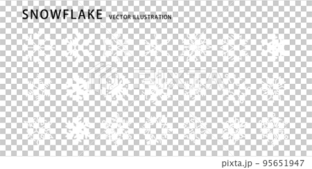 雪の結晶アイコンイラストセット ベクター素材 ホワイト 95651947