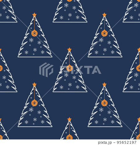 Seamless pattern with decorated Christmas tree. Festive flat style design for packaging and print. Vector 95652197