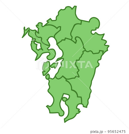 九州のかわいい地図　県境付き 95652475
