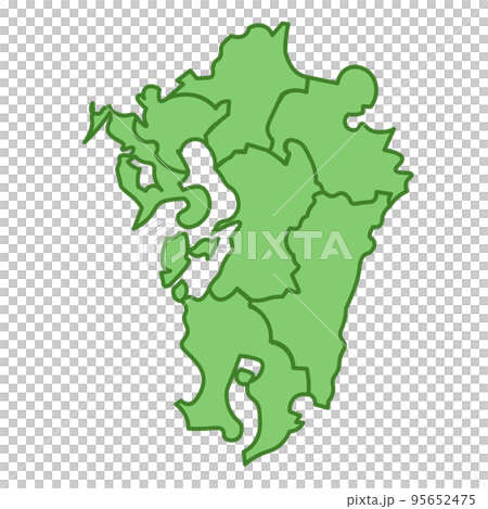 九州のかわいい地図　県境付き 95652475